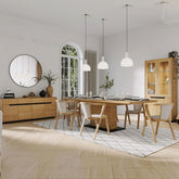 Prime 1.6M Double Extending Light Oak Dining Table - Full Range Styled in a Room